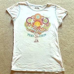 Peace Lives hippie boho Lucky Brand Tee Shirt S
